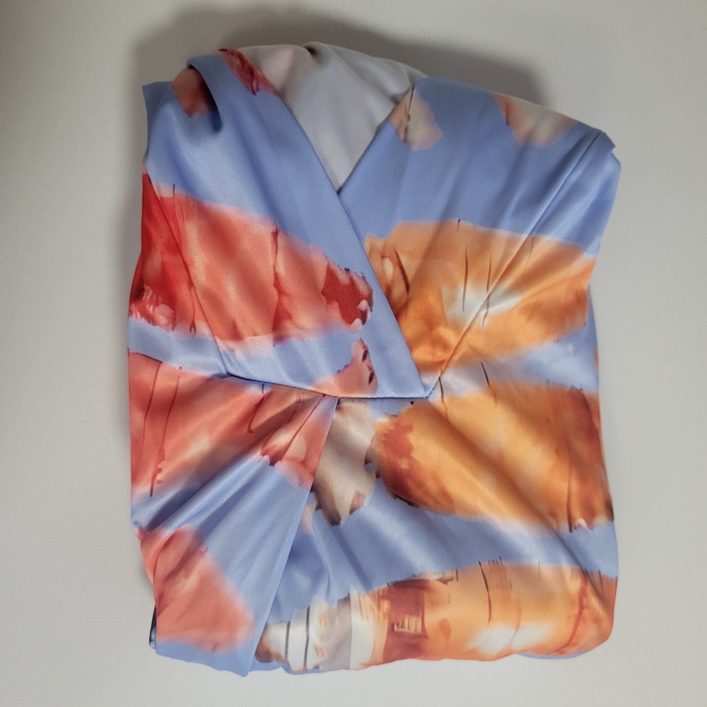 Abstract Koi Fish Maxi Dress Size XL V-Neck Artsy Boho Coastal Beachy Summer - Picture 7 of 8